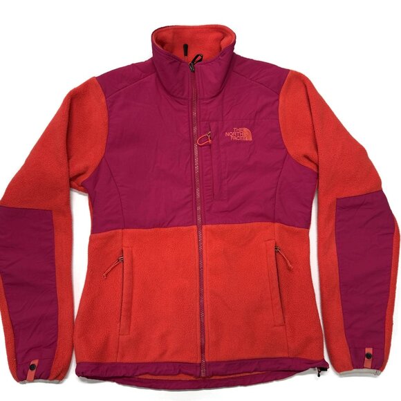 The North Face Denali Jacket Womens Small Orange Purple Full Zip Fleece Polartec - Picture 1 of 12